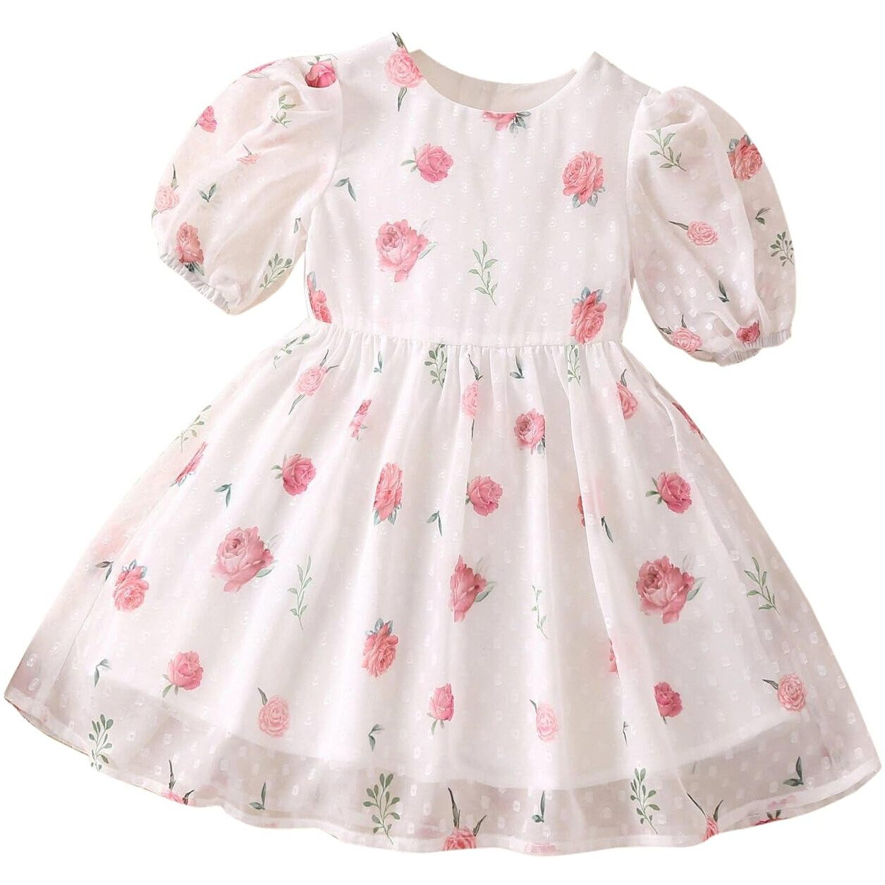 TAGAS Baby-Girl's Georgette A-Line Knee-Length Dress (KD-200_White_12 Months-24 Months)