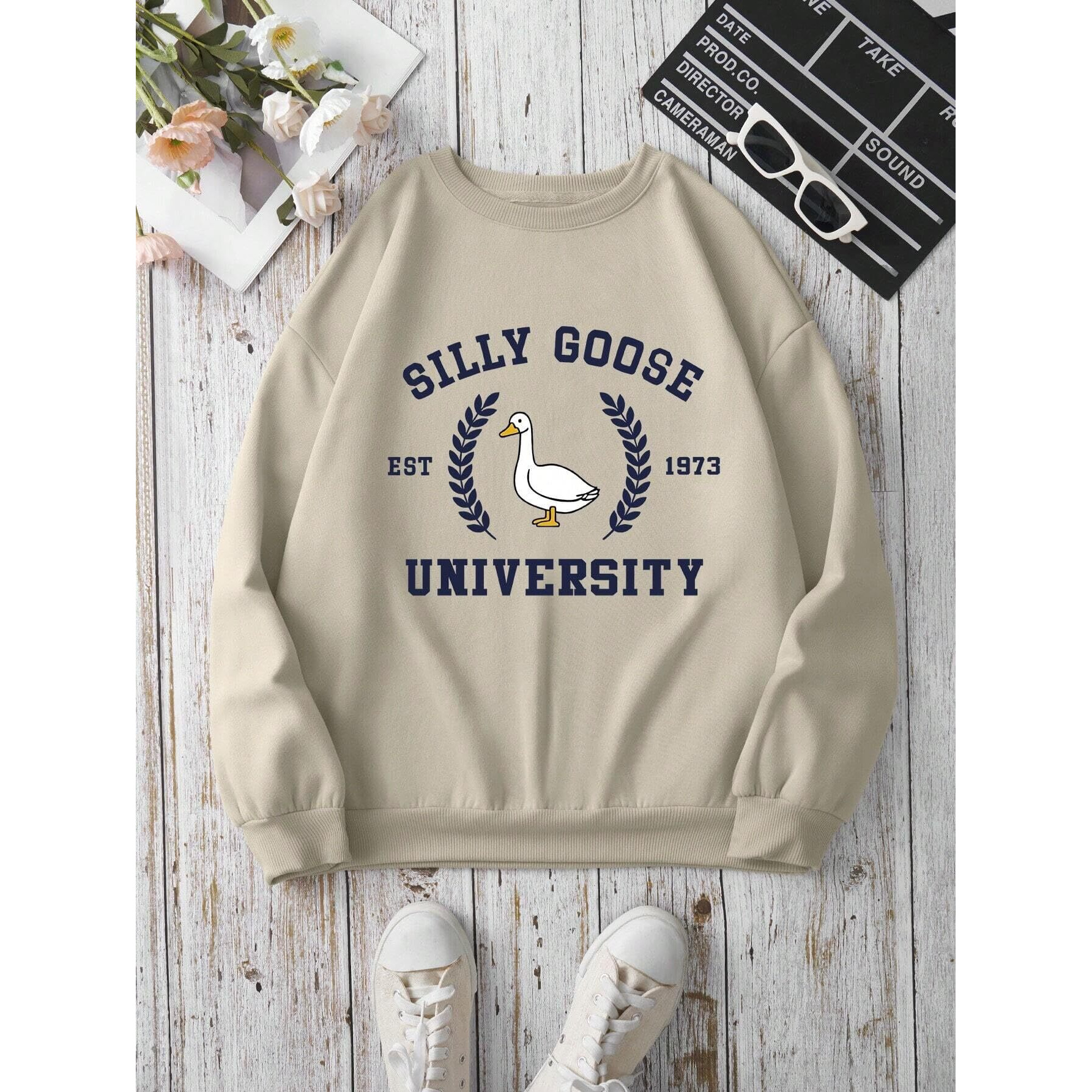 TAGAS Women's Fleece Regular Fit Hooded Neck Sweatshirt (Wss-2-Duck-Beige-Xl)