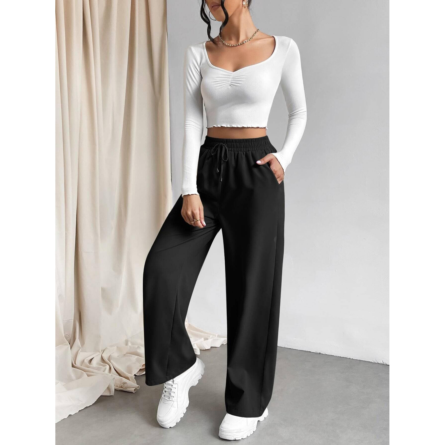 Leriya Fashion Trouser For Women | High Waist Trouser For Women | Summer Track Pants For Women | Casual Trousers For Women (X-Large, Black)