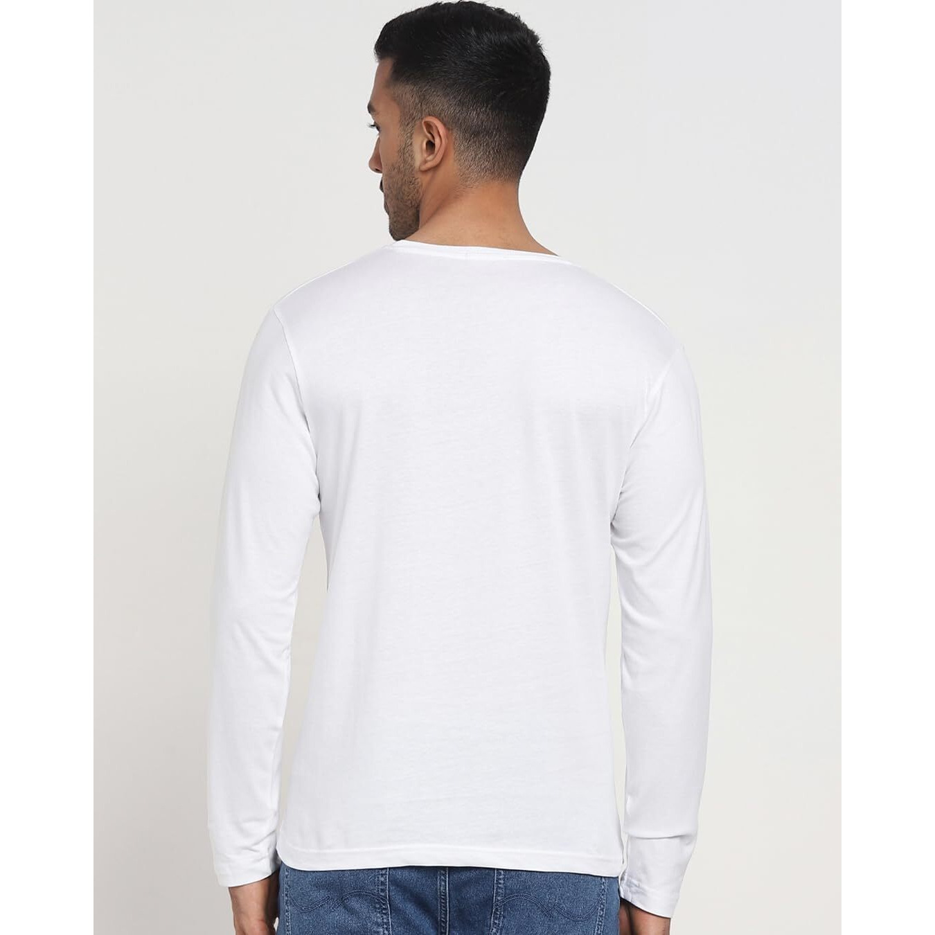 Bewakoof Men's Solid Regular Fit Full Sleeve Round Neck Cotton T-Shirt