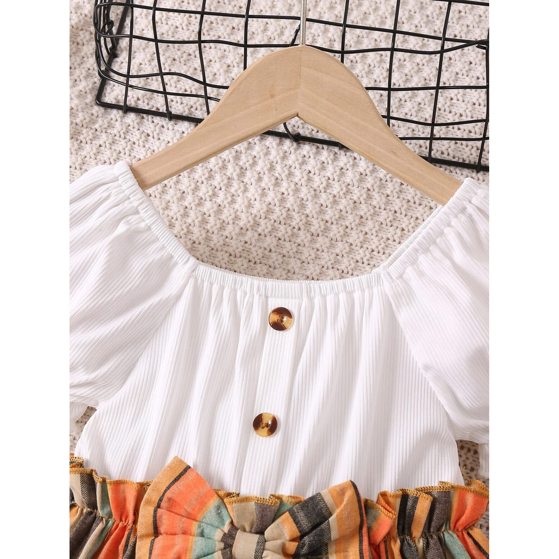 TAGAS Baby-Girl's Mario Rib A-Line Knee-Length Dress (KD-202_Orange_4 Years-5 Years)