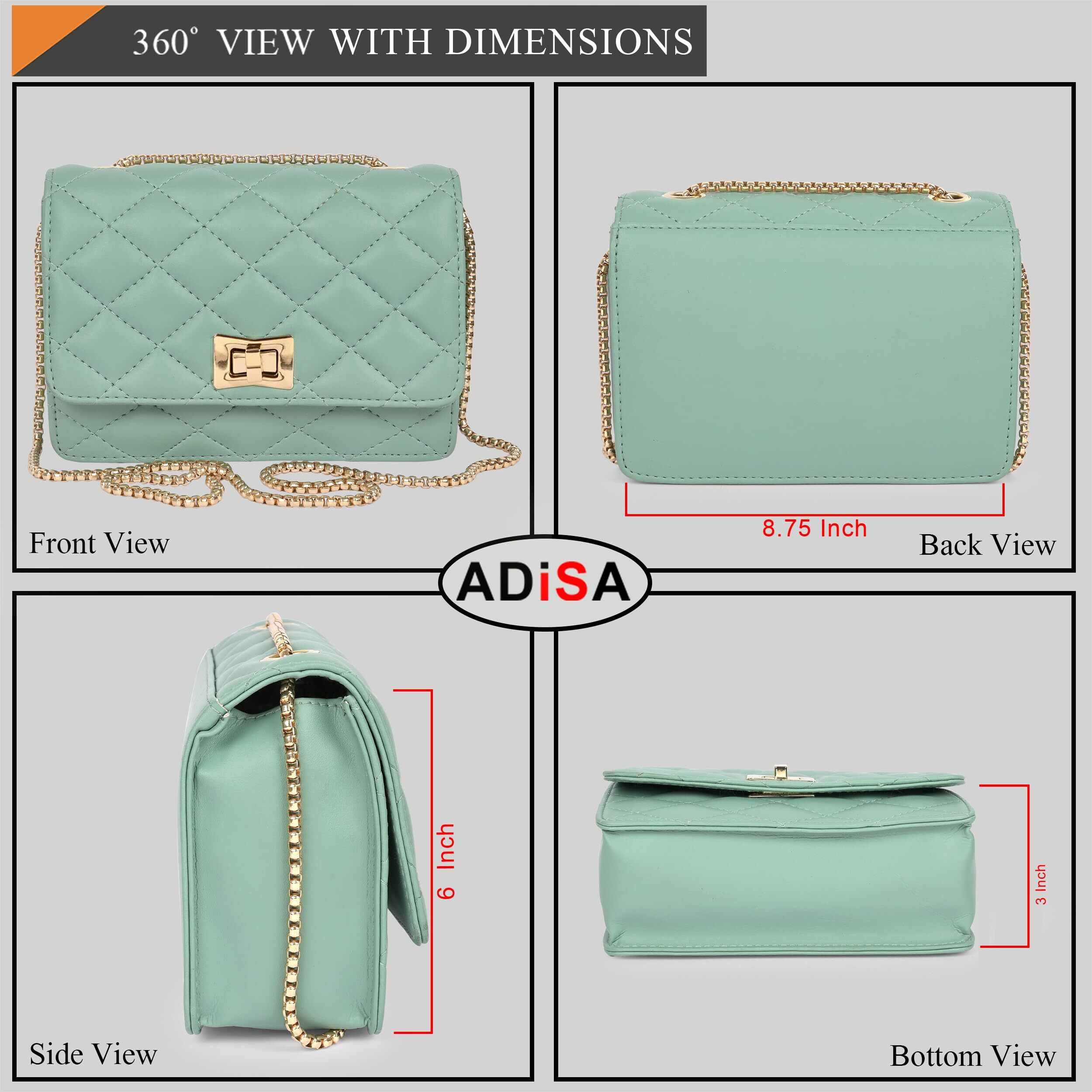 ADISA Women's Girls Party Sling Bag with Gold Chain (SL5090-GRN_Green)