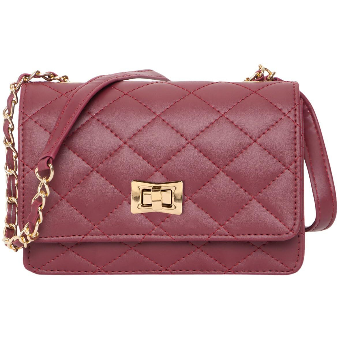 ADISA Women's Girls Quilted Cross Body Sling Bag (SL5059-Maroon)