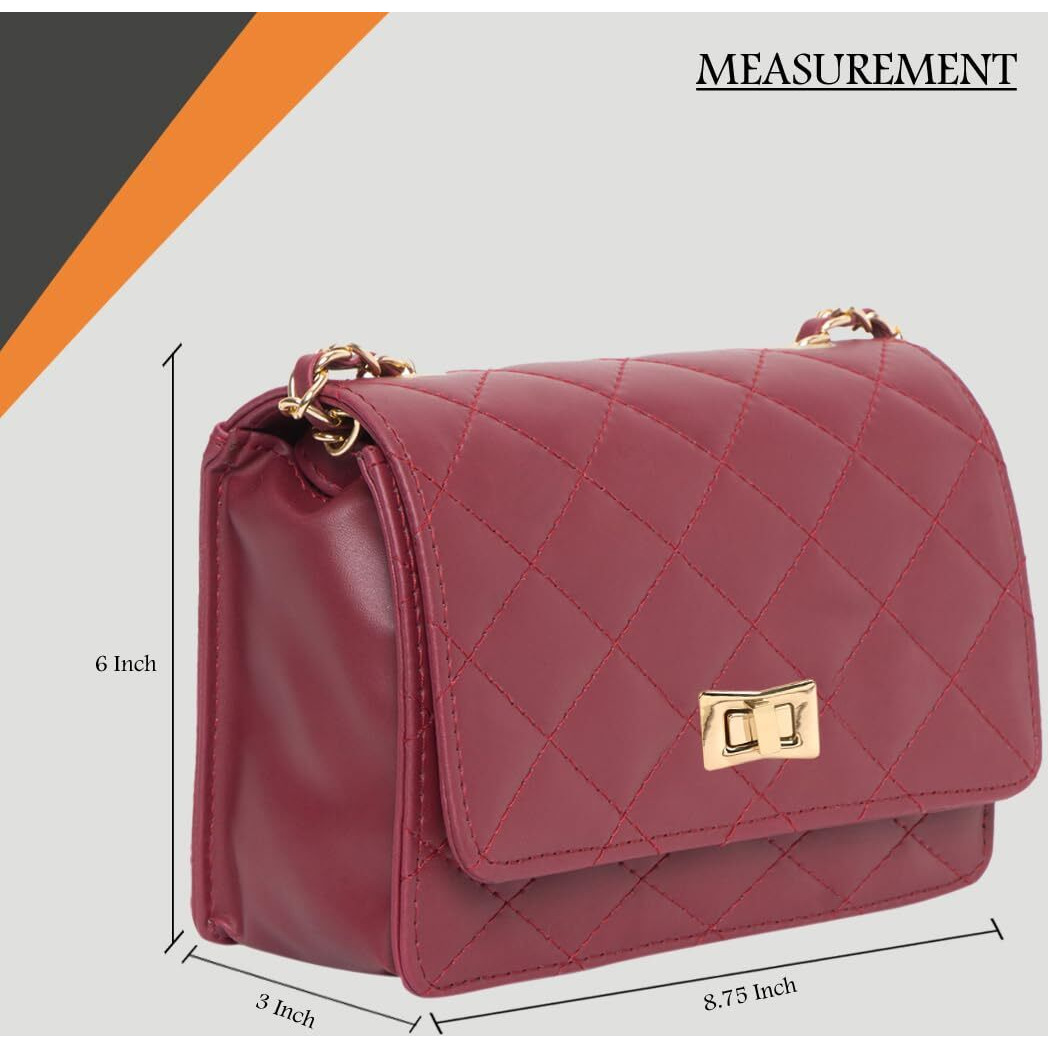 ADISA Women's Girls Quilted Cross Body Sling Bag (SL5059-Maroon)