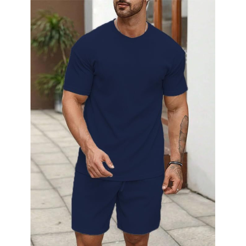 SMOWKLY Men's Pyjama Set || T-Shirt and Shorts Set for Men || Night Wear for Men || Night Suit for Men (1427_MTNS_NBL_M) Navy Blue