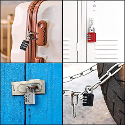 GLUN 3-Digit Number Backpack Lock, Combination Anti-Theft Zinc Alloy Resettable Zipper Padlock, for Your Backpack, Toolbox, Briefcase and Luggage