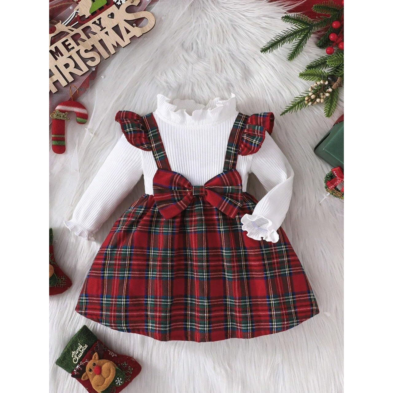 Buy & Try by Dharmikaay Girl's Christmas Lycra Frock Dress for Girls Short Frock Baby Princess Western Dresses| Stylish Fancy Kids Clothing for New Year Winter, Fashion Red
