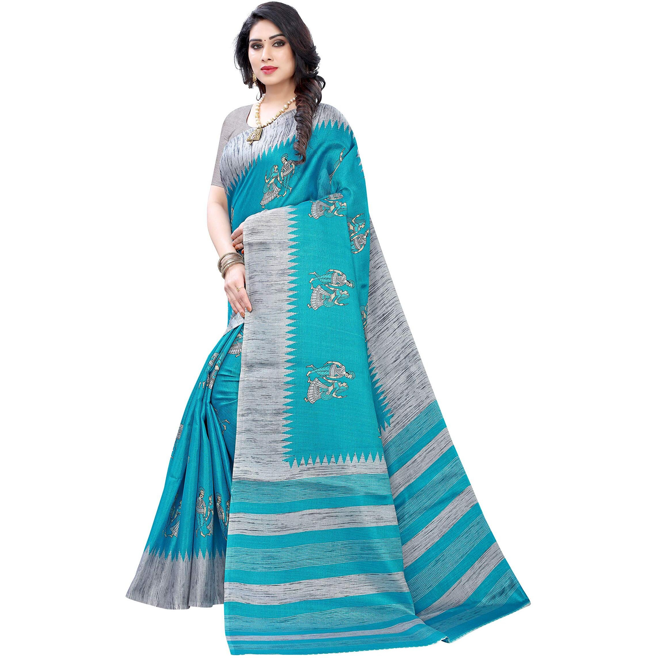Yashika Women's Woven Art Silk Standard Length Saree (Naurta Blue