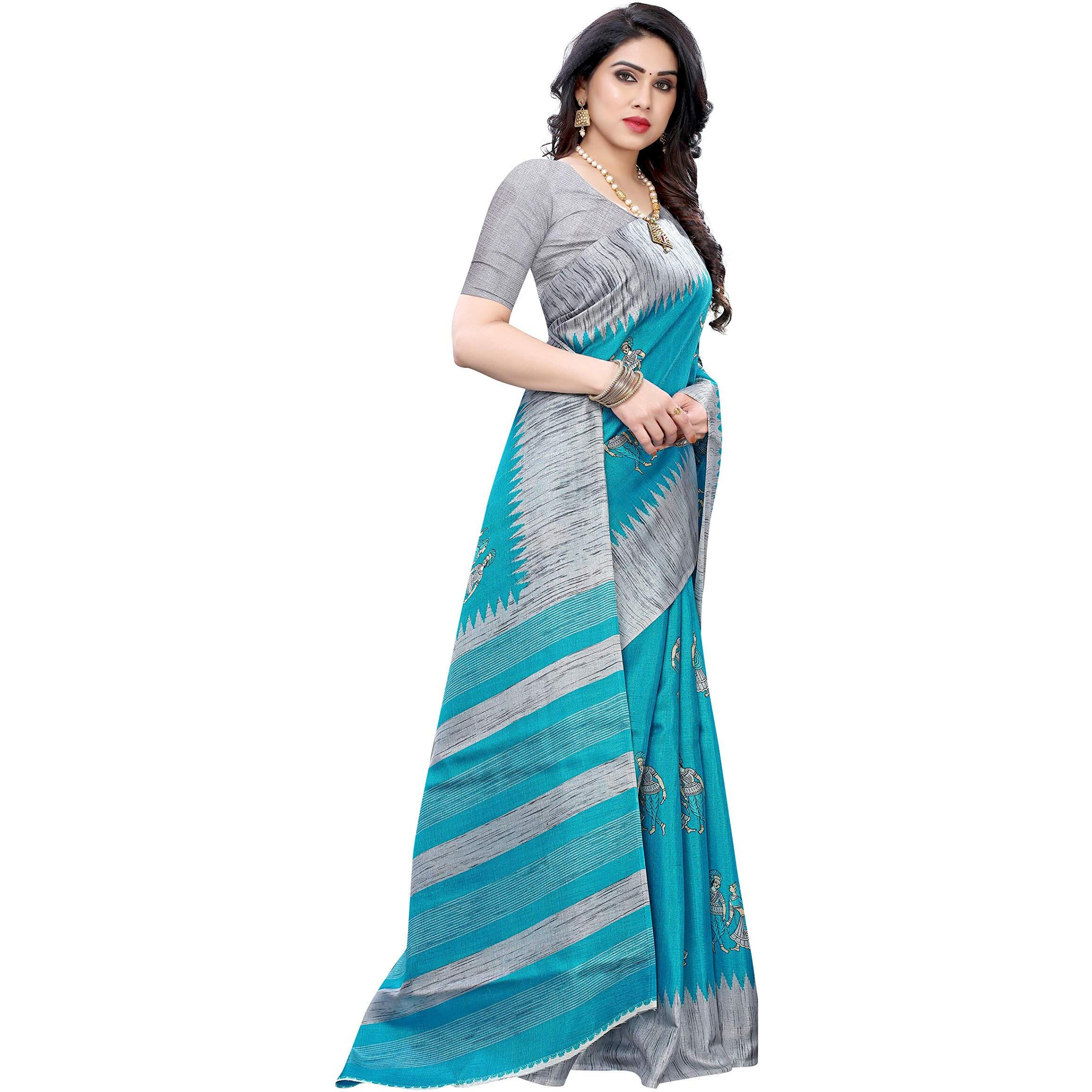 Yashika Women's Woven Art Silk Standard Length Saree (Naurta Blue