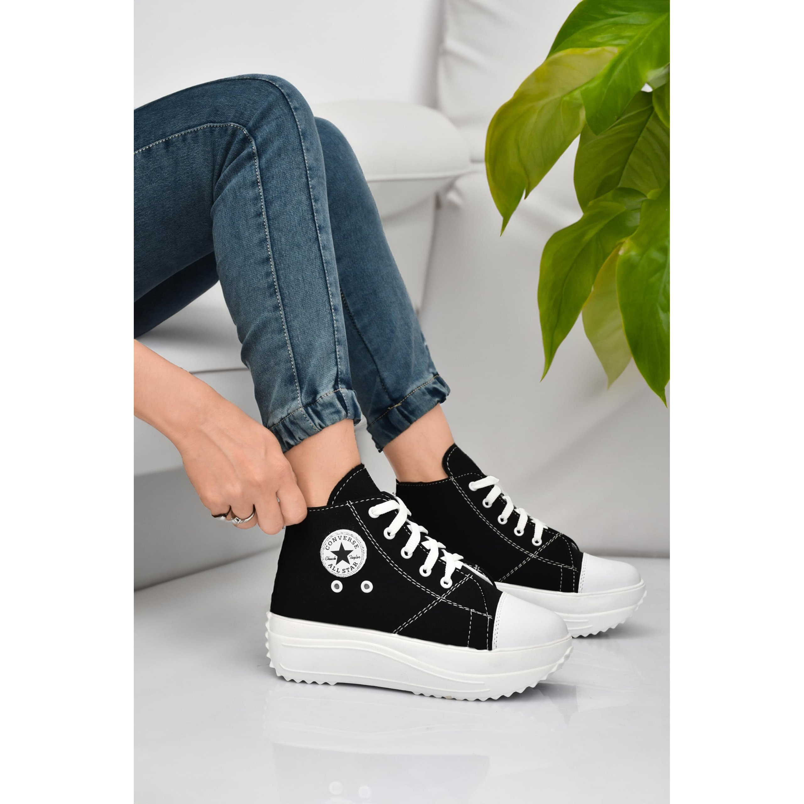 BADLAV Women Lace Up Platform Sneakers Comfortable Casual Fashion Sneaker Walking Shoes (F-702) (Black-05)