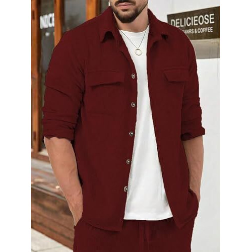 Lymio Casual Shirt for Men|| Shirt for Men|| Men Stylish Shirt (Rib-Shirt) (2XL, Maroon)