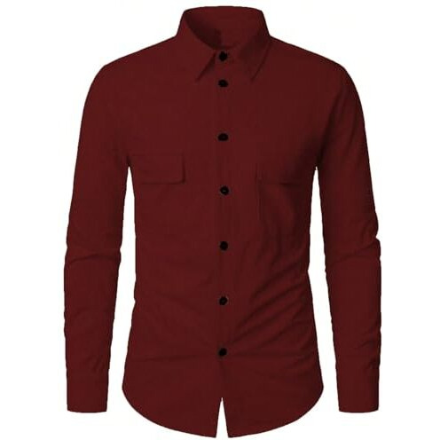 Lymio Casual Shirt for Men|| Shirt for Men|| Men Stylish Shirt (Rib-Shirt) (2XL, Maroon)