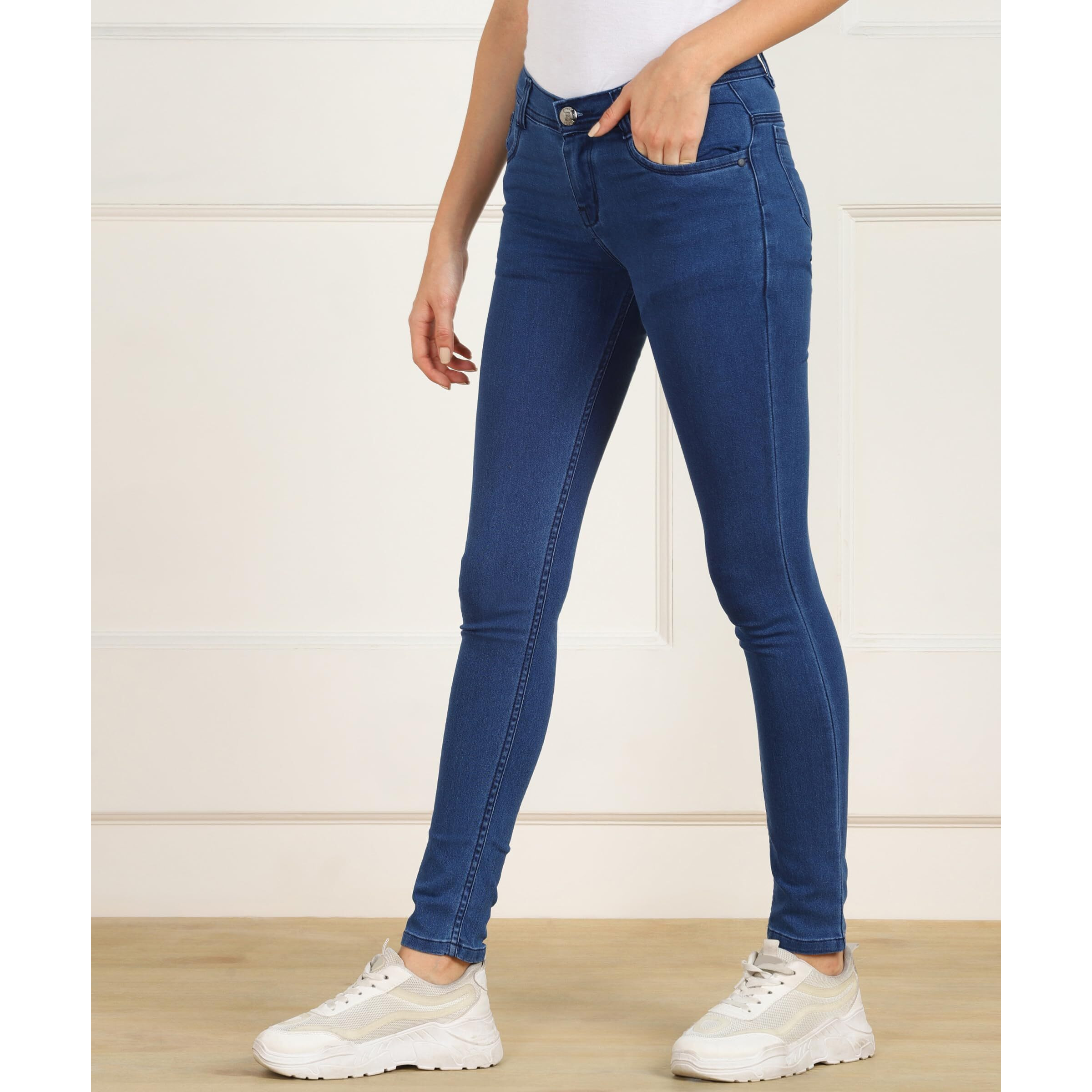 Nifty Women's Denim Stretchable Slim Fit Jeans (Jean_PLN_Azure_28)