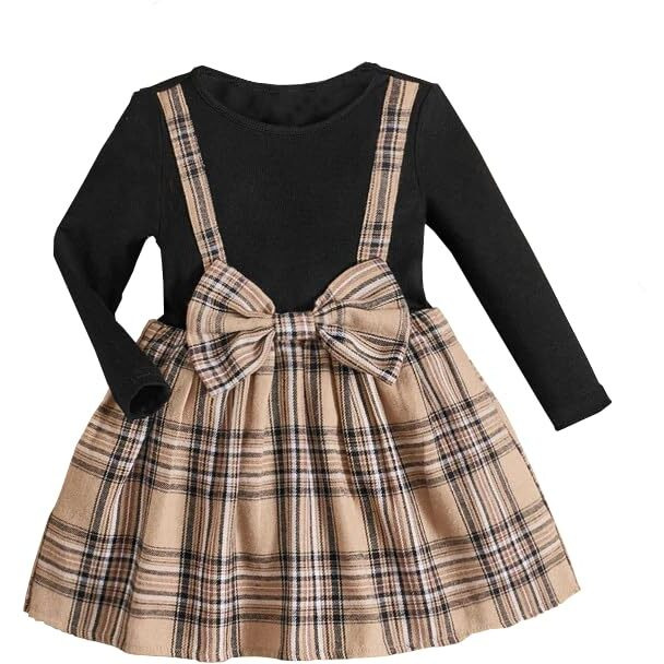 TAGAS Baby-Girl's Polyester Blend A-Line Knee-Length Dress (KD-137-BLACK-1_Black_12 Months-24 Months)