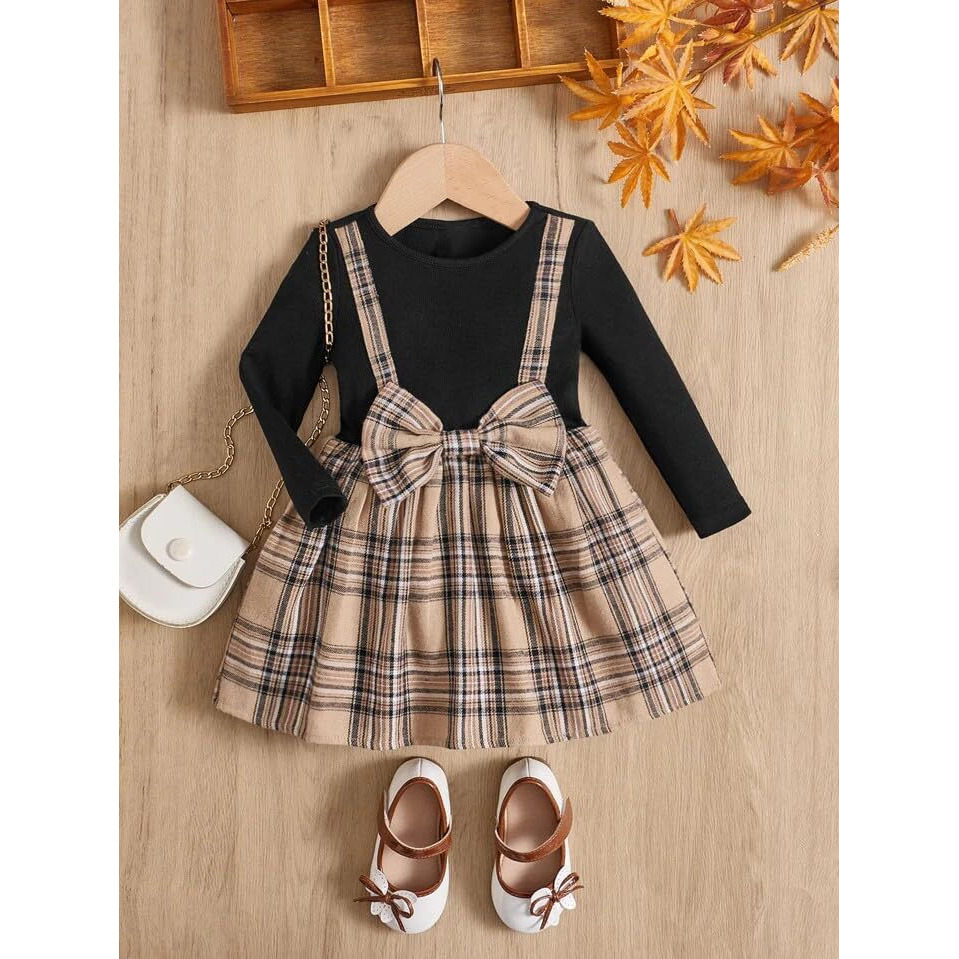 TAGAS Baby-Girl's Polyester Blend A-Line Knee-Length Dress (KD-137-BLACK-1_Black_12 Months-24 Months)