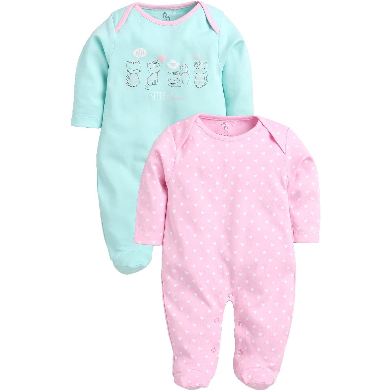 BabyGo Baby Romper 100% Cotton Rompers for New Born Baby|Night Suits for Baby Boys & Girls|0-3M| 3-6M| 6-9M| Pack of 2