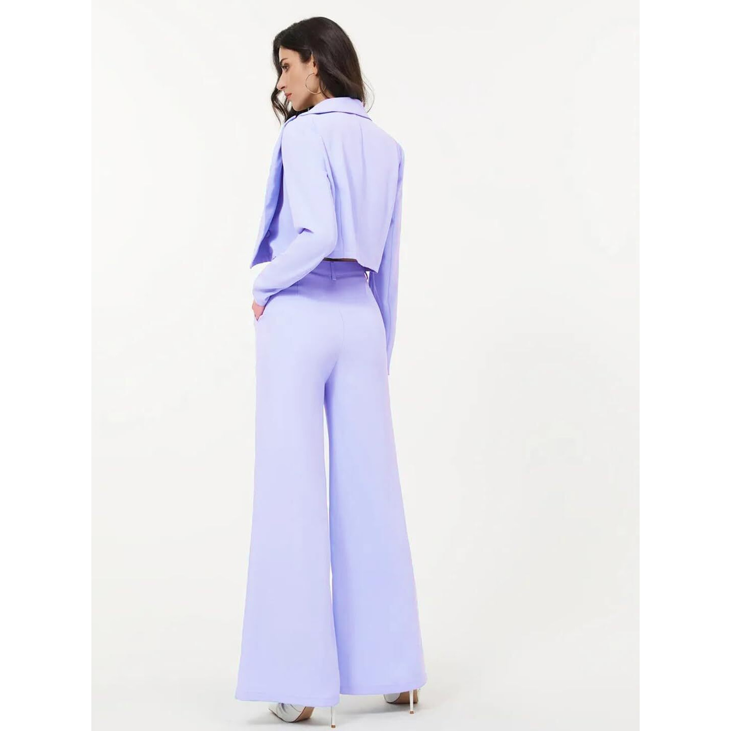 KOTTY Women's Solid Relaxed Fit Full Sleeve Co-ord Blazer and Trouser Set. Light Purple