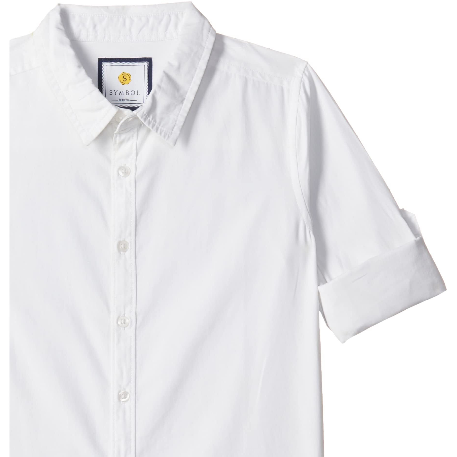 Amazon Brand - Symbol Boy's Regular Shirt (SYMAW22SHR02_White 5-6 Years)