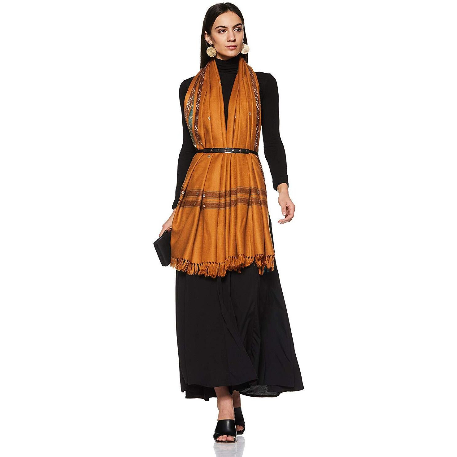 Weavers Villa Women's Kashmiri Shawl (Mustard), 100cm X 200cm