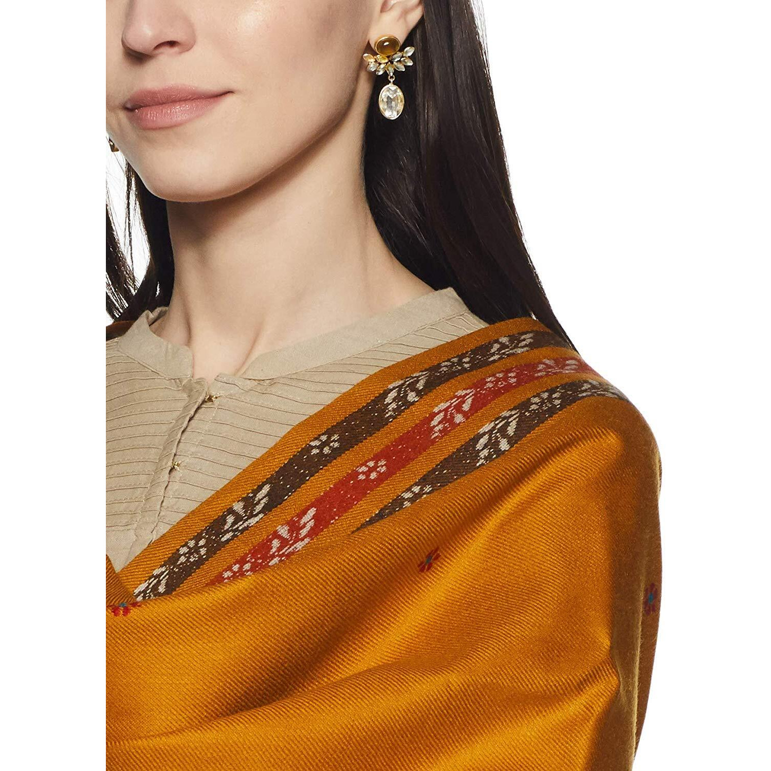 Weavers Villa Women's Kashmiri Shawl (Mustard), 100cm X 200cm