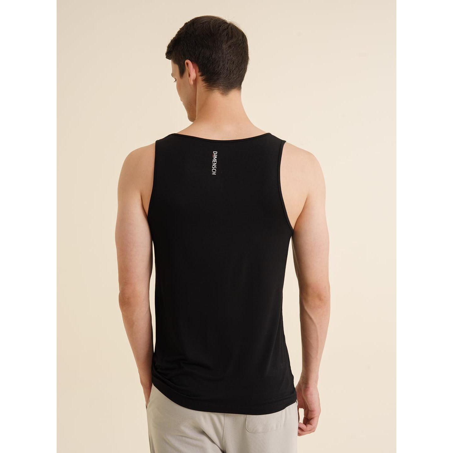 DAMENSCH Men's Neo-Skin Anti-Microbial Slub Anti-Odour-Bamboo Rayon Fabric Round Neck Vest (Natural Black, Large)
