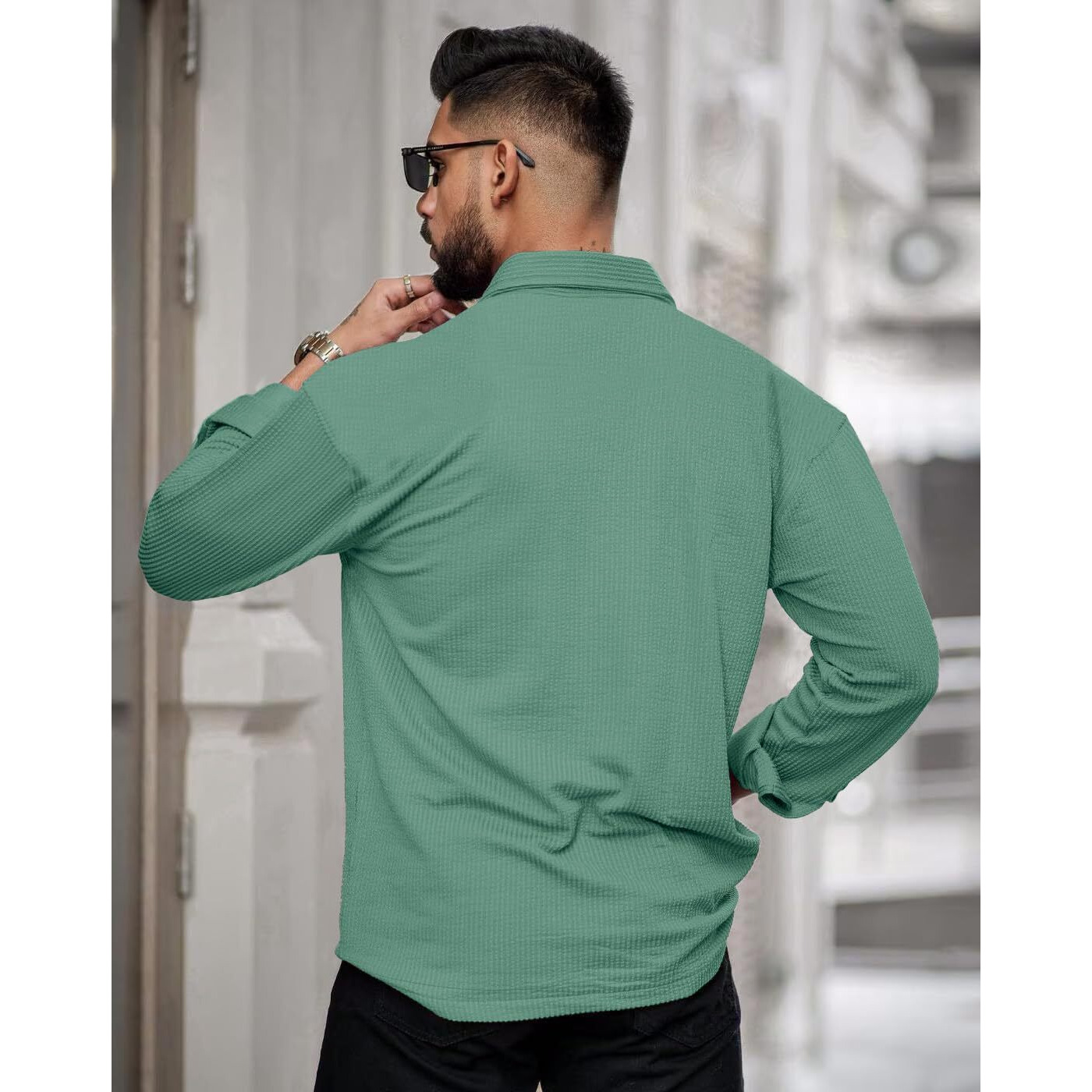 Noble Monk Men's Solid Casual Shirt |Full Sleeve | Regular Fit |Stylish Shirt for Men Malachite Green