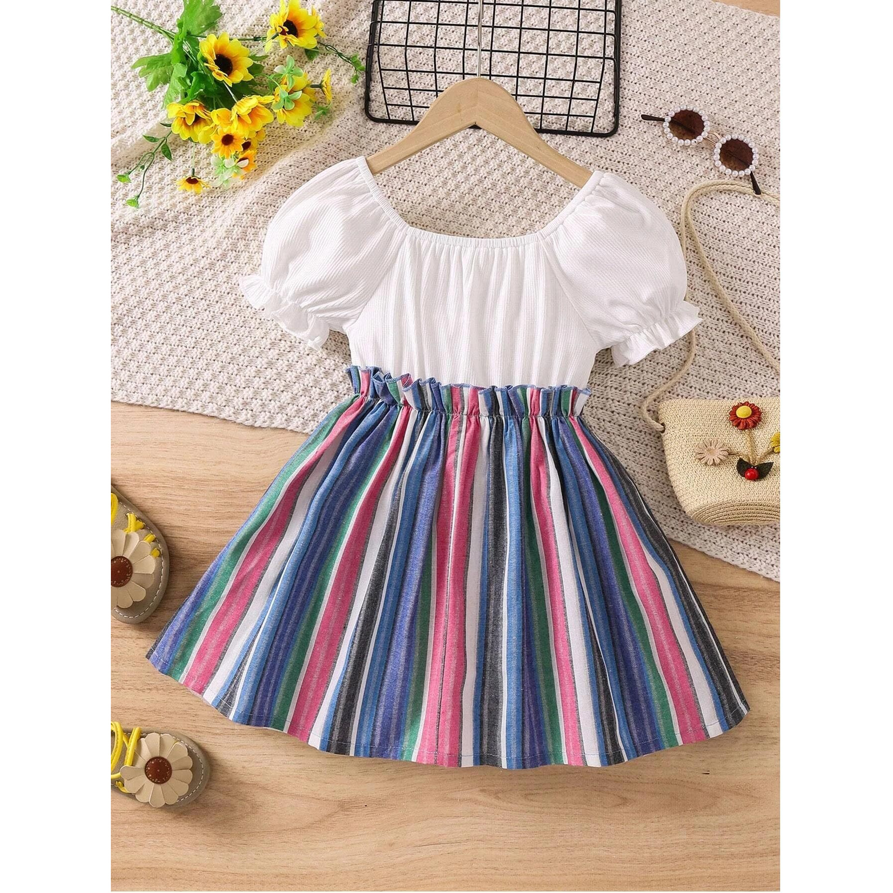 TAGAS Baby-Girl's Polycotton A-Line Knee-Length Dress (KD-202-BLUE-1_Blue
