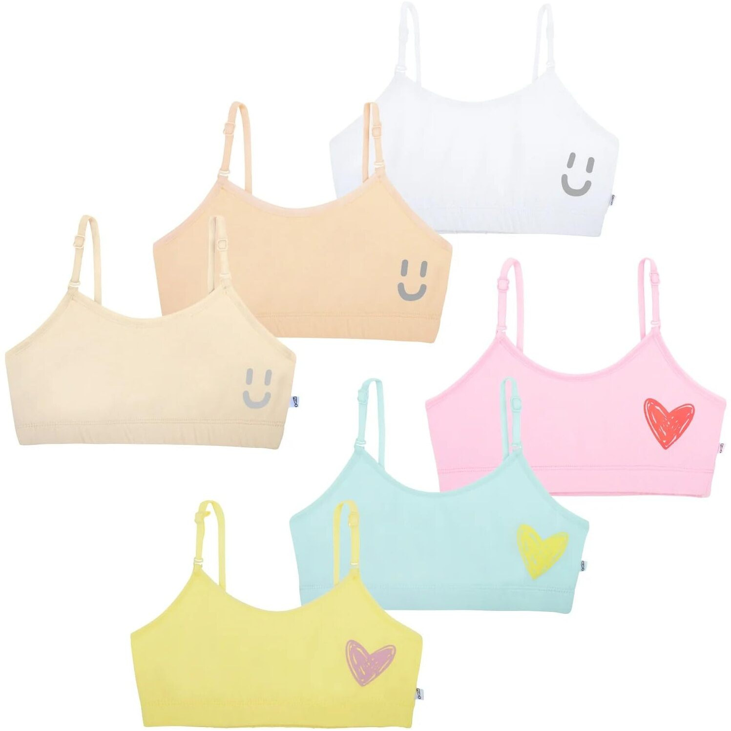 YouGotPlanB Girl's Cotton Blend Non-Padded Wire Free Pastels Training Bra - (TBS-Pastels_Multicolored_10-12 Years) Combo Pack of 6