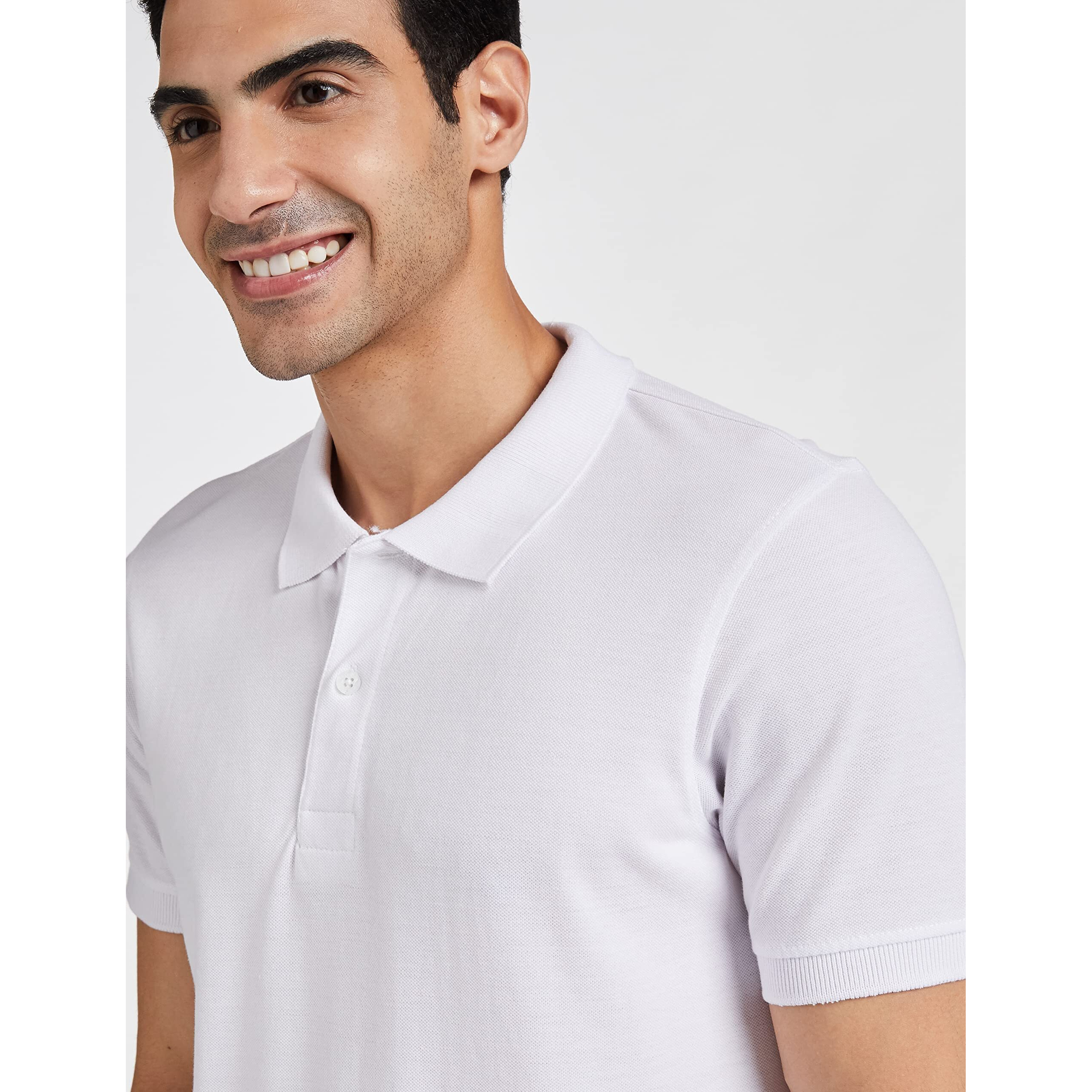 Amazon Brand - Symbol Men's Solid Cotton Rich Polo T Shirt | Collar Tshirts | Half Sleeves | Plain-Regular Fit (White_4XL) (Available in Plus Size)