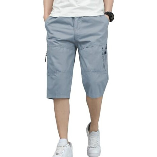 TAGDO Men's Solid Cotton Shorts (RF-Cotton-Shorts-2003-Silver-L)