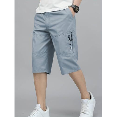 TAGDO Men's Solid Cotton Shorts (RF-Cotton-Shorts-2003-Silver-L)