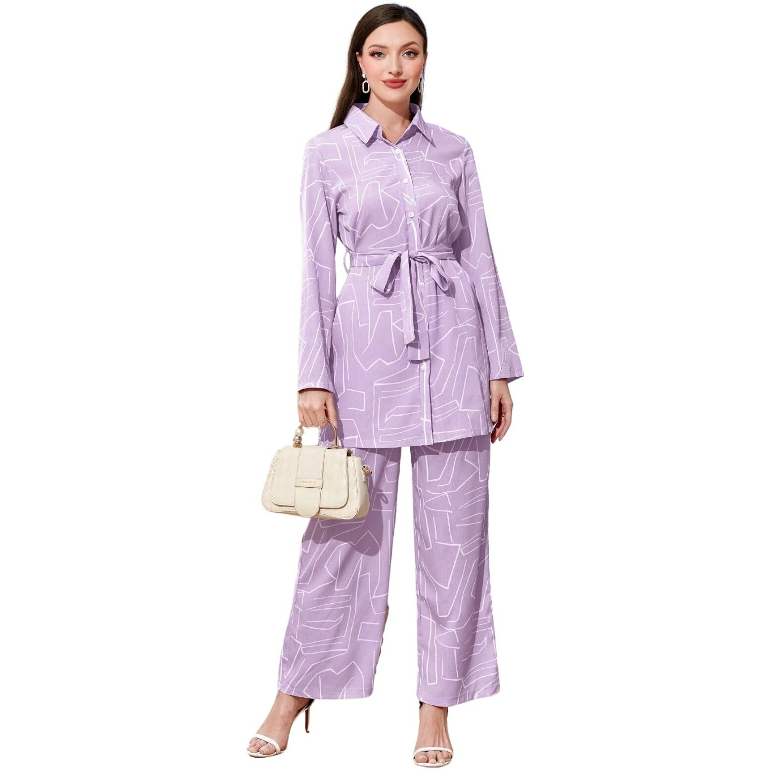 Leriya Fashion co-ord Set for Women Summer| co-ord Set for Women (Large, LavenderBlush)