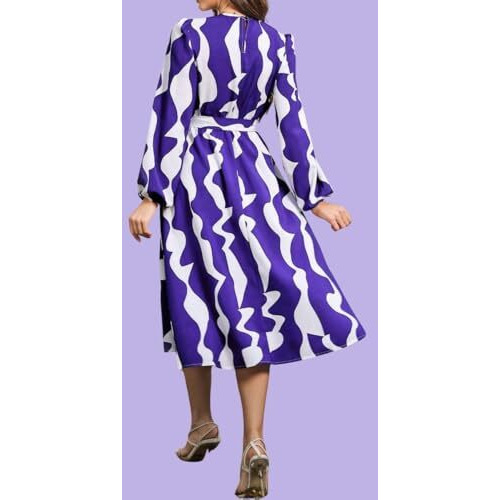 Leriya Fashion Rayon Fit and Flare Below The Knee Women Dress (LF-WD1221_Blue