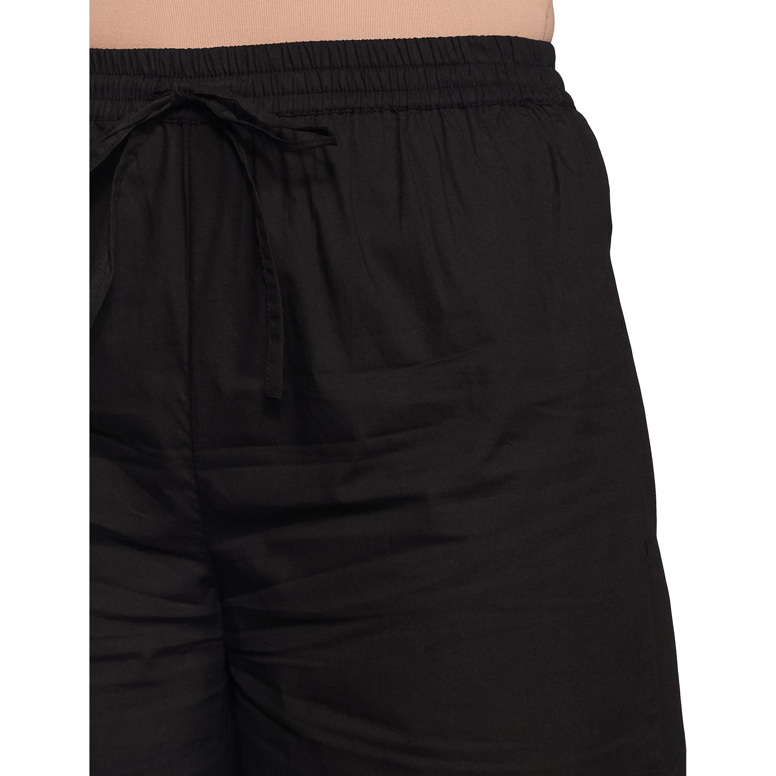 Amazon Brand - Myx Women's Regular Fit Cotton Palazzo (PAG 225_Black_x-Large_Black_XL)