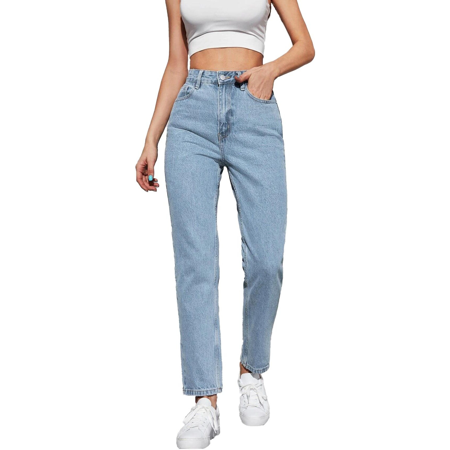 KOTTY Women High Rise Cotton Lycra Blend Ankle Length Jeans Sky Blue