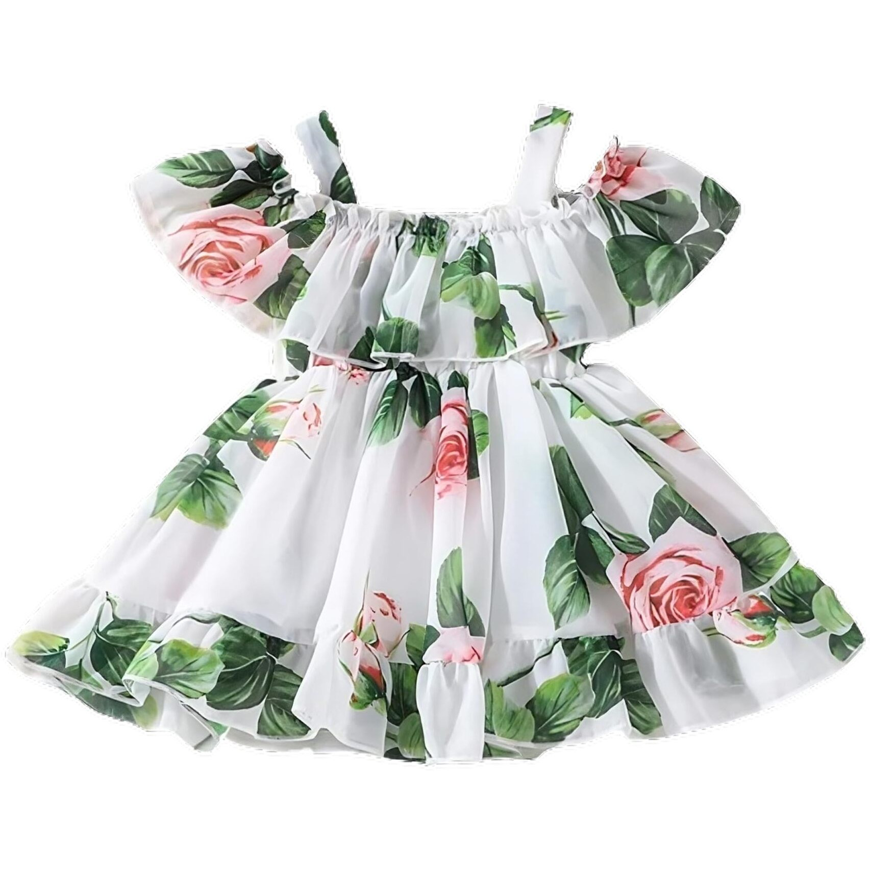 Buy & Try by Dharmikaay Girl's Georgette Floral Printed Frock Dress for Girls Short Frock Baby Western Dresses| Stylish Latest Fancy Kids Clothing for Festival, Birthday, Fashion. 1-2 Years White