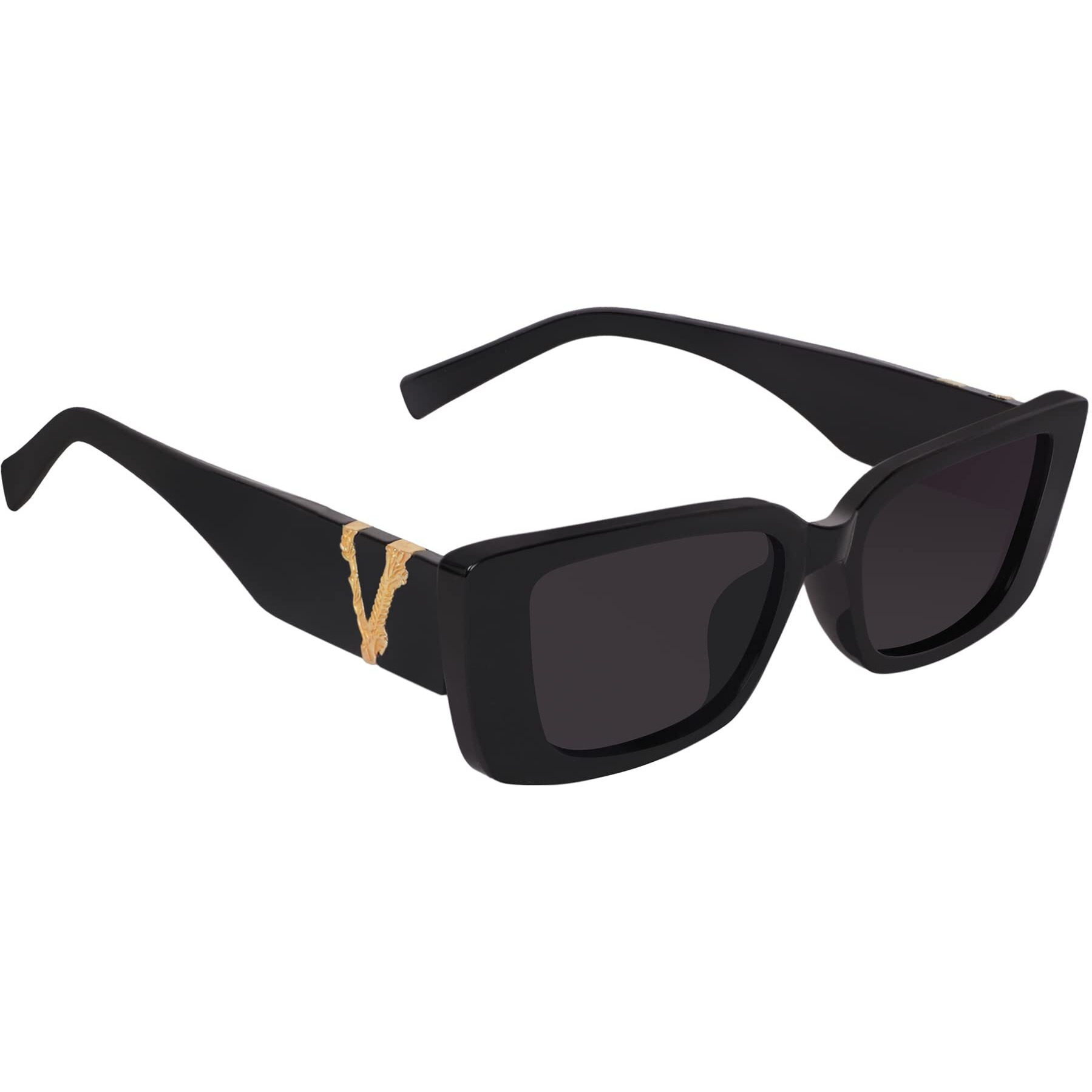 Dervin UV400 Protection Cat Eye Retro Driving Non-Polarized Sunglasses for Women (Black, Medium) - Pack of 1