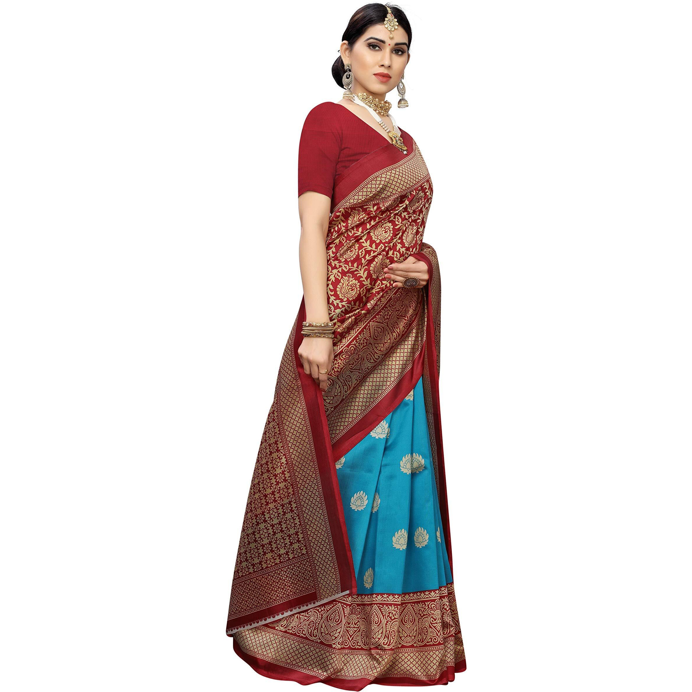 Yashika Women's Plain Weave Art Silk Saree (Sdpl-Metro_Turquoise_Free Size_Rama)