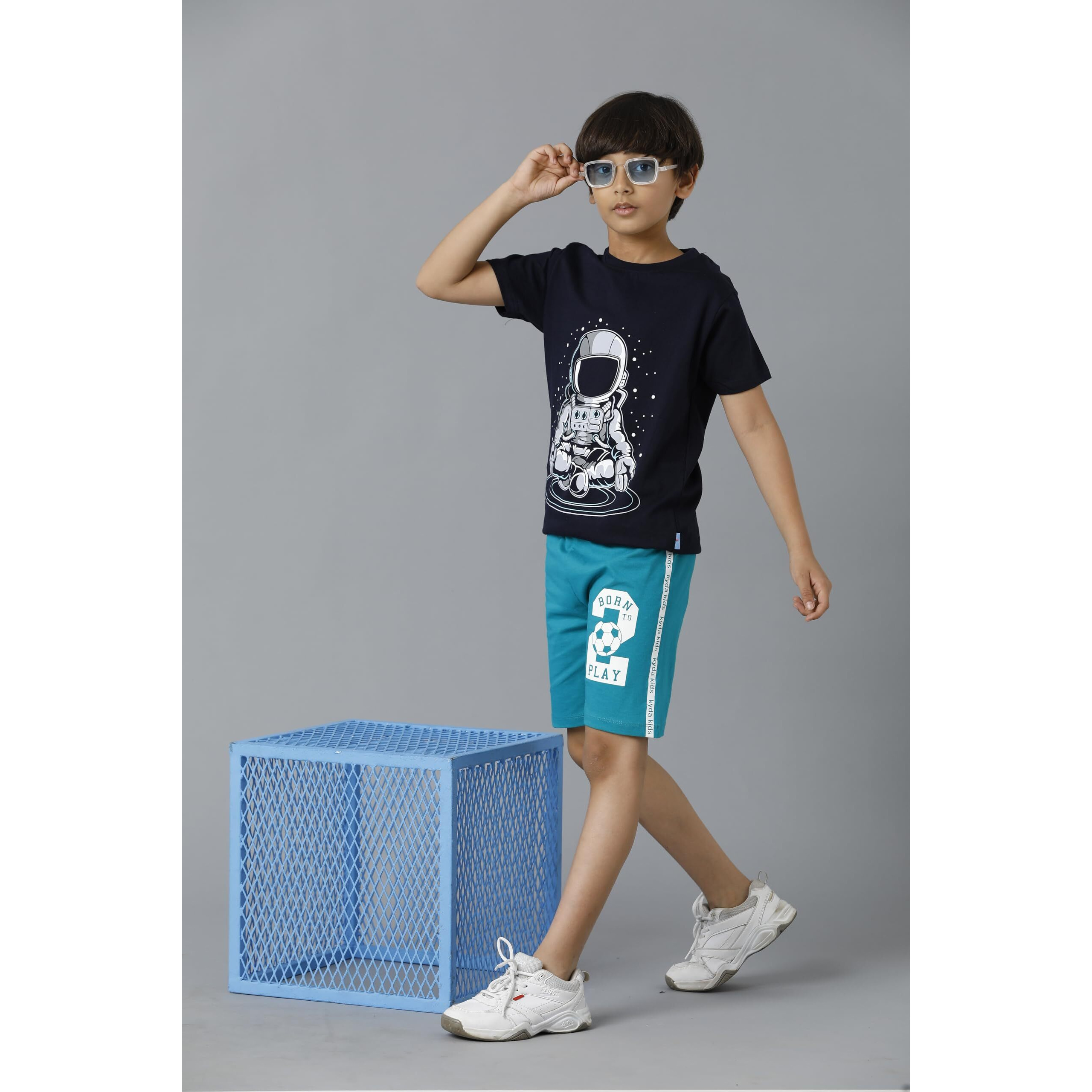 Kyda Kids 100% Cotton Printed Shorts For Boys And Girls - Regular Fit Multicolor, 8-9 Years (Pack Of 5)