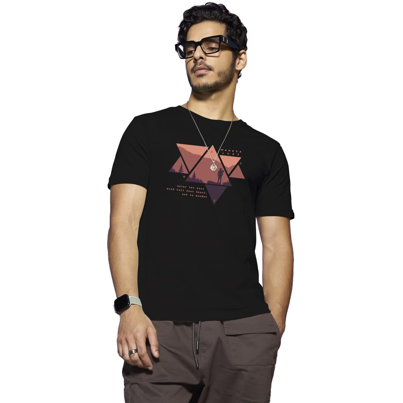 Bewakoof Men's Printed 100% Cotton T-Shirt - Regular Fit, Round Neck, Half Sleeves Black
