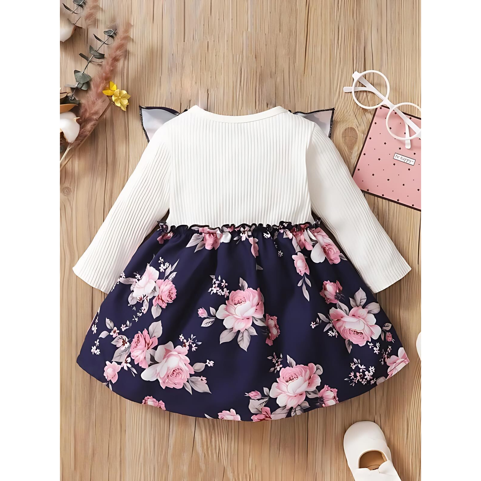Buy & Try by Dharmikaay Girl's Lycra Floral Printed Frock Dress for Girls Short Frock Baby Princess Western Dresses| Stylish Fancy Kids Clothing for Festival, Birthday, Fashion. 1-2 Years Blue