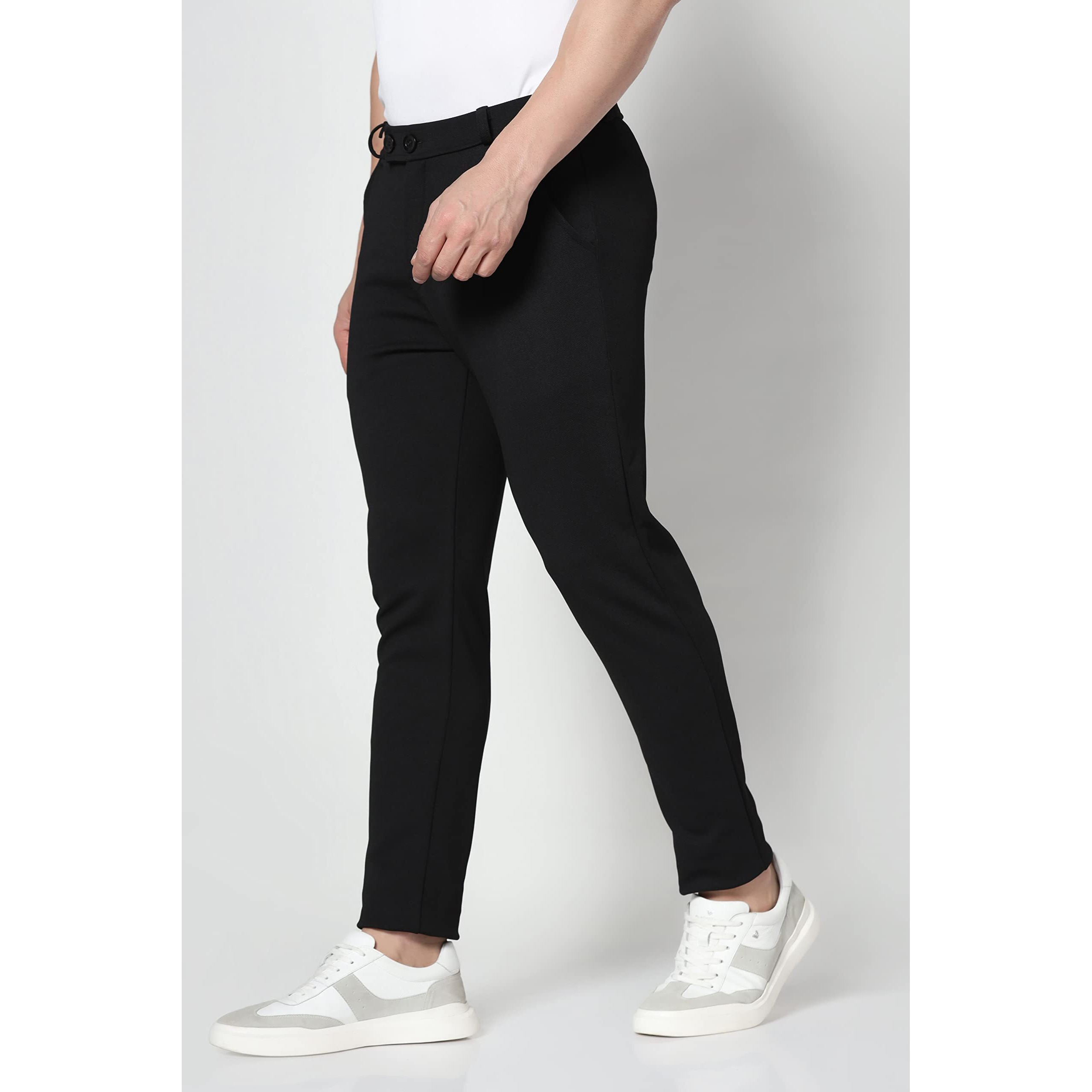 TOPLOT Men's Regular Fit Causal Trouser (Trouser-5068-Black-28)