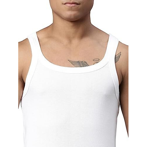 Levis Mens Style 015 Sports Regular Fit Solid Vest (015-VEST-WHT/WHT-P2_White_M)