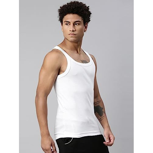 Levis Mens Style 015 Sports Regular Fit Solid Vest (015-VEST-WHT/WHT-P2_White_M)