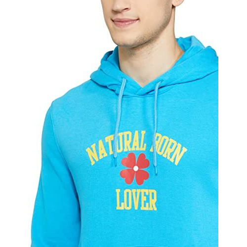 Levis Mens Cotton Blend Hooded Neck Sweatshirt (17096-0074L_Blue_L)