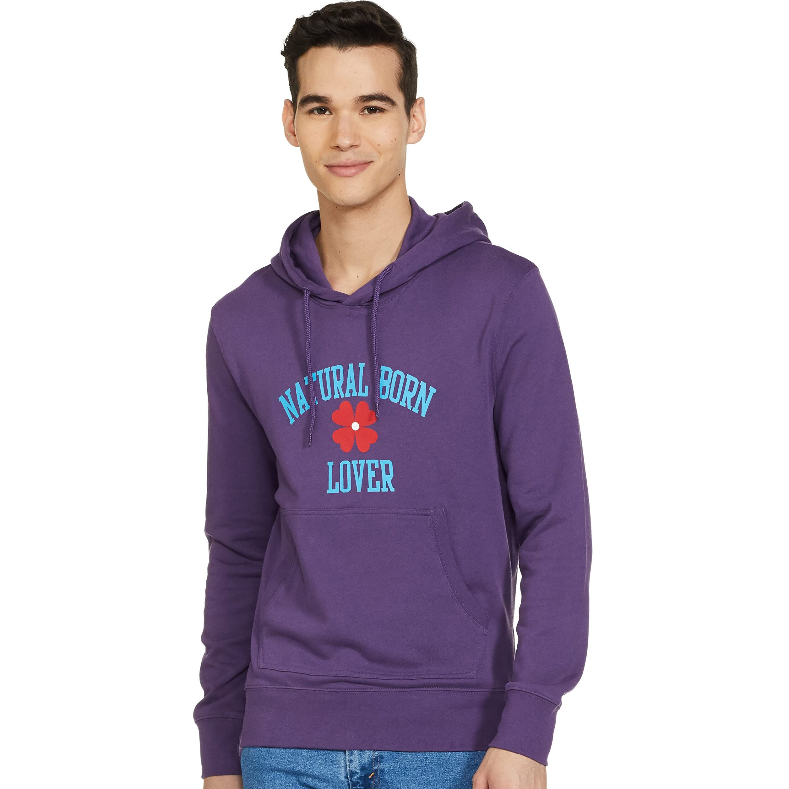 Levis Mens Cotton Neck Hooded Regular Fit Sweatshirt (17096-0092_Loganberry Purple_Large)