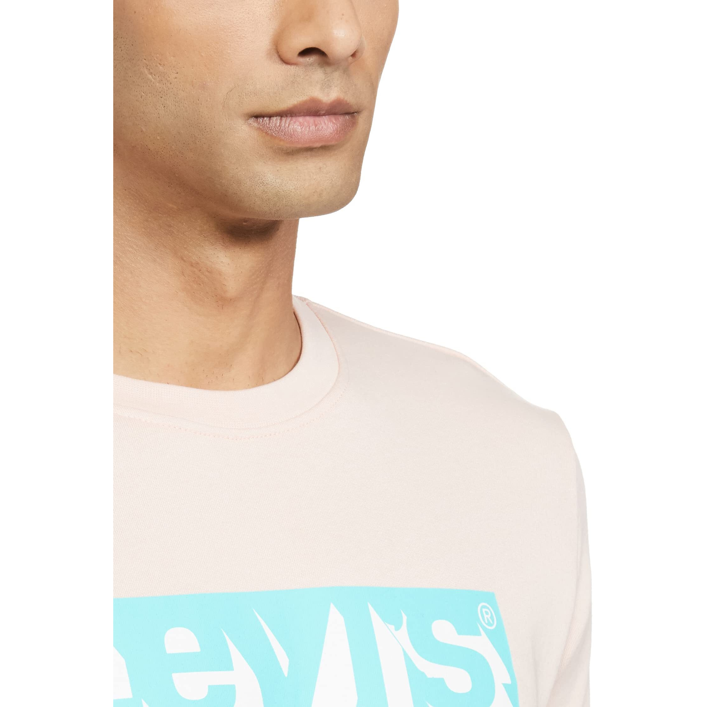 Levis Mens Cotton Crew Neck Regular Fit Sweatshirt (59638-0162_Peachy Keen Pink_Small)