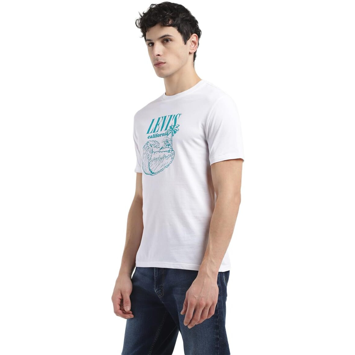 Levis Mens Crew Neck Regular Fit Graphic T-Shirts White