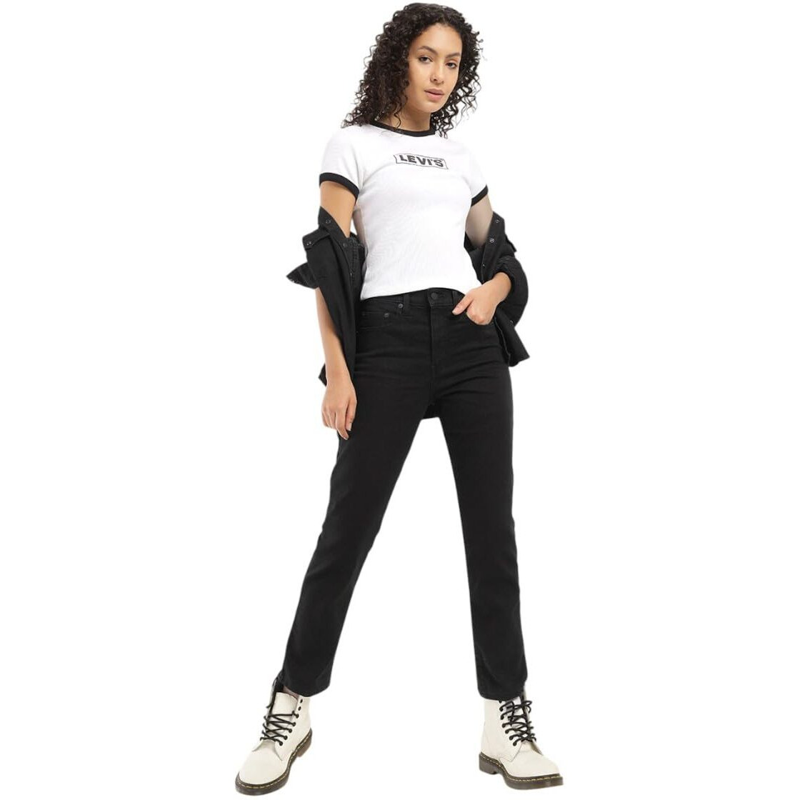 Levis Womens Straight Jeans (001UF-0005_Black