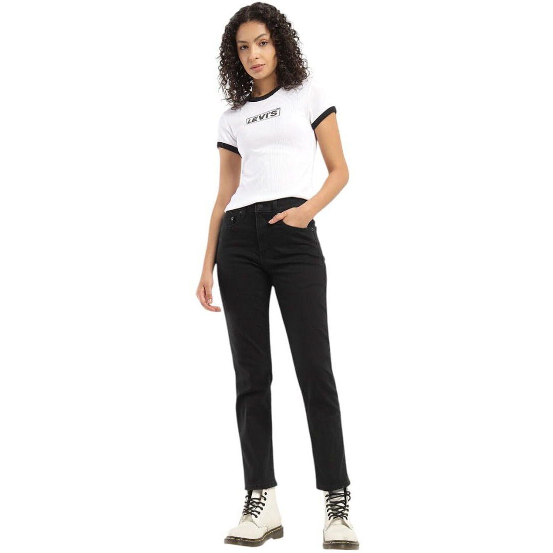Levis Womens Straight Jeans (001UF-0005_Black